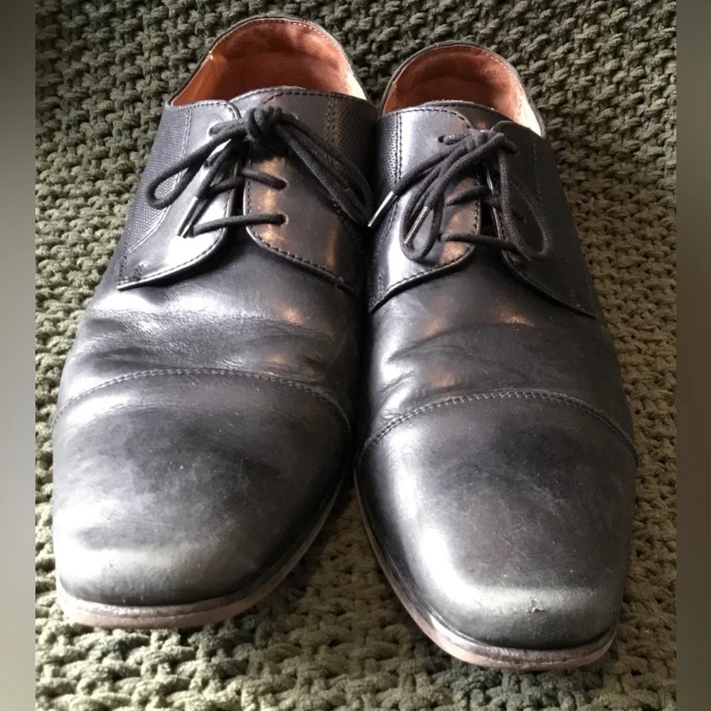 Florsheim Men’s Black Leather Cap Toe Oxford Dress Shoes, Lace-Up; Size 9.5D